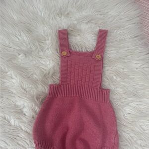 Pink Knit baby Overalls